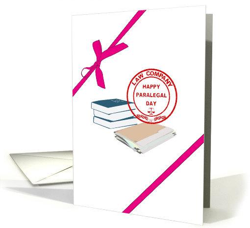Paralegal Day Law Text Books Client Files Pink Ribbon card (1417014)