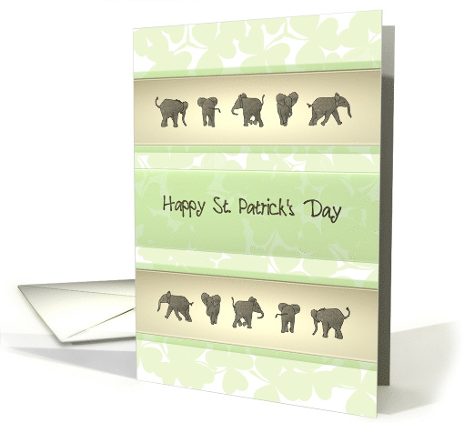 Elephant Themed St. Patrick's Day Pale Green Shamrock Foliage card