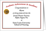 Congratulations Inducted Into Jesuit Honor Society Alpha Sigma Nu card