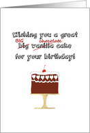 Wishing you a big chocolate cake for your birthday card