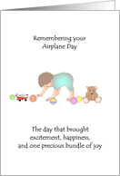 Airplane Day Toddler Playing with Toys Teddy Bear Toy Plane card