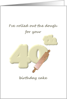 40th Birthday Lunch Invitation Dough Rolled Out With Rolling Pin card