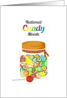 National Candy Month in June Guilt Free Jar of Candy and a Lollipop card