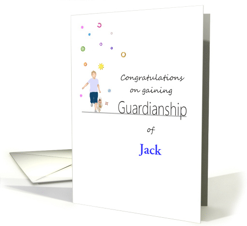 Congratulations On Gaining Guardianship Boy Running With Pet Dog card
