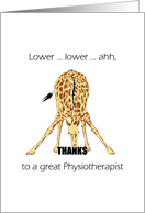 Thank You To Physiotherapist Giraffe Bending Down To Word THANKS card