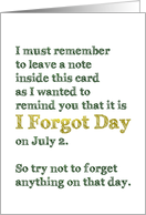 I Forgot Day Forgot to Leave a Note for Family and Friends card