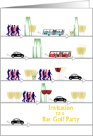 Bar Golf Party Invitation Illustration Of Party Group Visiting 9 Pubs card
