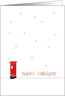 Happy Holidays Snow Covering Red Pillar Mailbox card