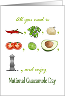 National Guacamole Day September 16 Ingredients for a Great Dip card