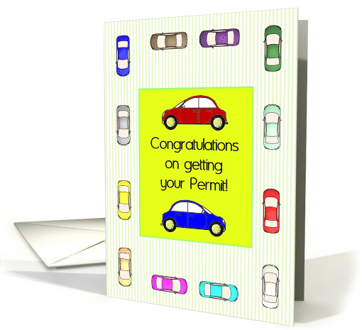Congratulations On Getting Driving Permit Colorful Cars card (1452612)