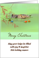 Christmas Beaver Gathering Food Colorful Baubles Floating In Water card