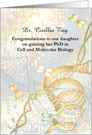 Daughter Gaining PhD in Cell and Molecular Biology DNA Double Helix card