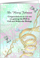 Son Gaining PhD in Cell and Molecular Biology DNA Double Helix card