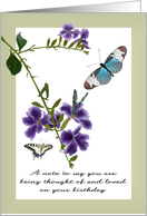 1st Birthday Alone Bereaved Loss Of Wife Butterflies Purple Florals card