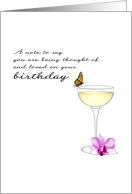 1st Birthday Alone Loss Of Spouse Butterfly On Champagne Glass card