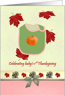 Baby’s 1st Thanksgiving Bib with Pumpkin Motif Fall Foliage card