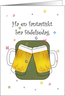 Birthday in Swedish Clinking Beer Glasses card