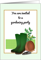Gardening Party Invite Gardening Boots Flower Pot Trovel Plant card