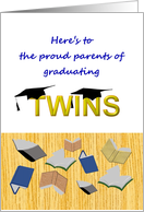 Congratulations To Parents Of Twins Graduating Books And Caps card