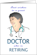 Retirement Jolly Looking Lady Doctor with Stethoscope Round Neck card