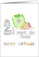 Two And A Half Years Old Teddy Bear Bib And Slice Of Cake Birthday card