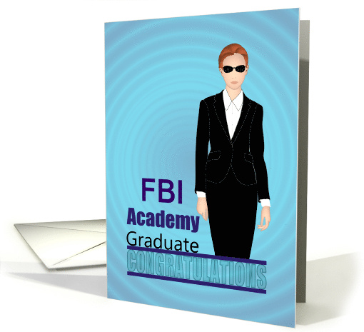 Female Graduate Law Enforcement Agency Black Suit Dark Glasses card