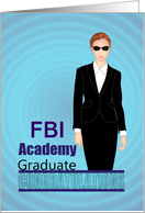 Female Graduate Law Enforcement Agency Black Suit Dark Glasses card