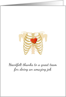Heartfelt Thanks to Great Team Illustration Red Heart In Rib Cage card