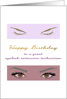 Eyelash extension technician birthday, eyelash jewelry card
