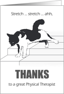 Thank You To Physical Therapist Cat Stretching Itself On The Stairs card