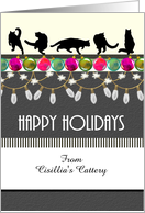 Happy Holidays From Cattery Cats Baubles Decorative Lights Custom card