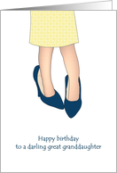 Great Granddaughter Birthday Young Miss Wearing Mom’s High Heels card
