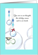 In Our Thoughts and Hearts This Holiday Season Baubles Butterfly card