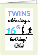 Celebrating Twin Boys’ 16th Birthday Brothers Playing Football card