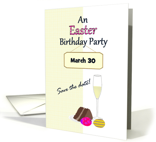 Save The Date Easter Birthday Party Chocolate Cake Champagne Eggs card
