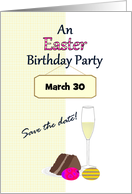 Save The Date Easter Birthday Party Chocolate Cake Champagne Eggs card