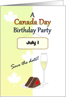 Save The Date Canada Day Birthday Party Cake And Champagne card