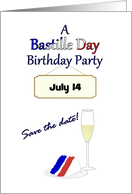 Save The Date Bastille Day Birthday Party Wine And 3-Color Cake card