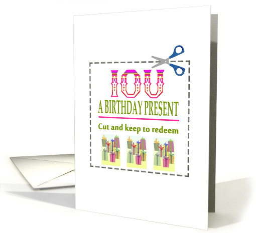 IOU a birthday present, fun cut-out IOU to redeem for present card
