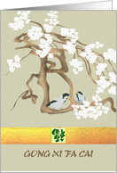 Birds Resting on Blossom Laden Branches Chinese New Year card