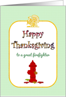 Thanksgiving for Firefighter Red Fire Hydrant card