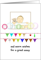 Happy Holidays For Nanny Toddler Standing Up In Cot card