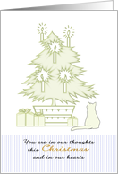 1st Christmas Alone Bereaved Loss Of Pet Cat Looking At Holiday Tree card