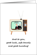 Retirement TV Anchorman Waving Goodbye To Viewers card