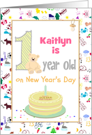 Custom 1st Birthday on New Year’s Day Special Golden Birthday card