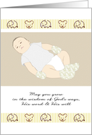 Baby Dedication Day Cute Elephant And Teddy Baby Laying Down card