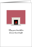 New house, hearthfire burning brightly card