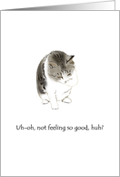 Cat Feeling Queasy Get Well card