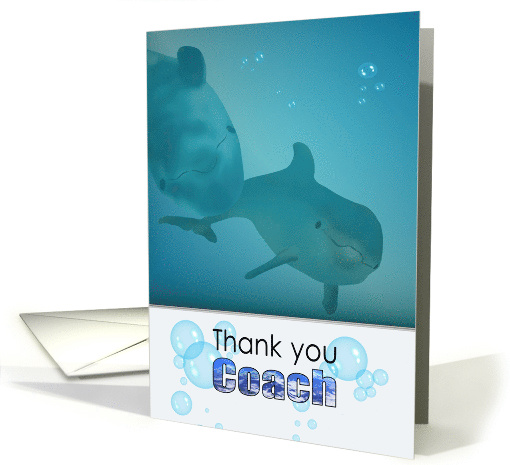 Thank You Swim Coach Two Playful Dolphins card (1512940)