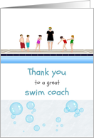 Thank You Coach For Younger Swimmers With Students By Pool Side card